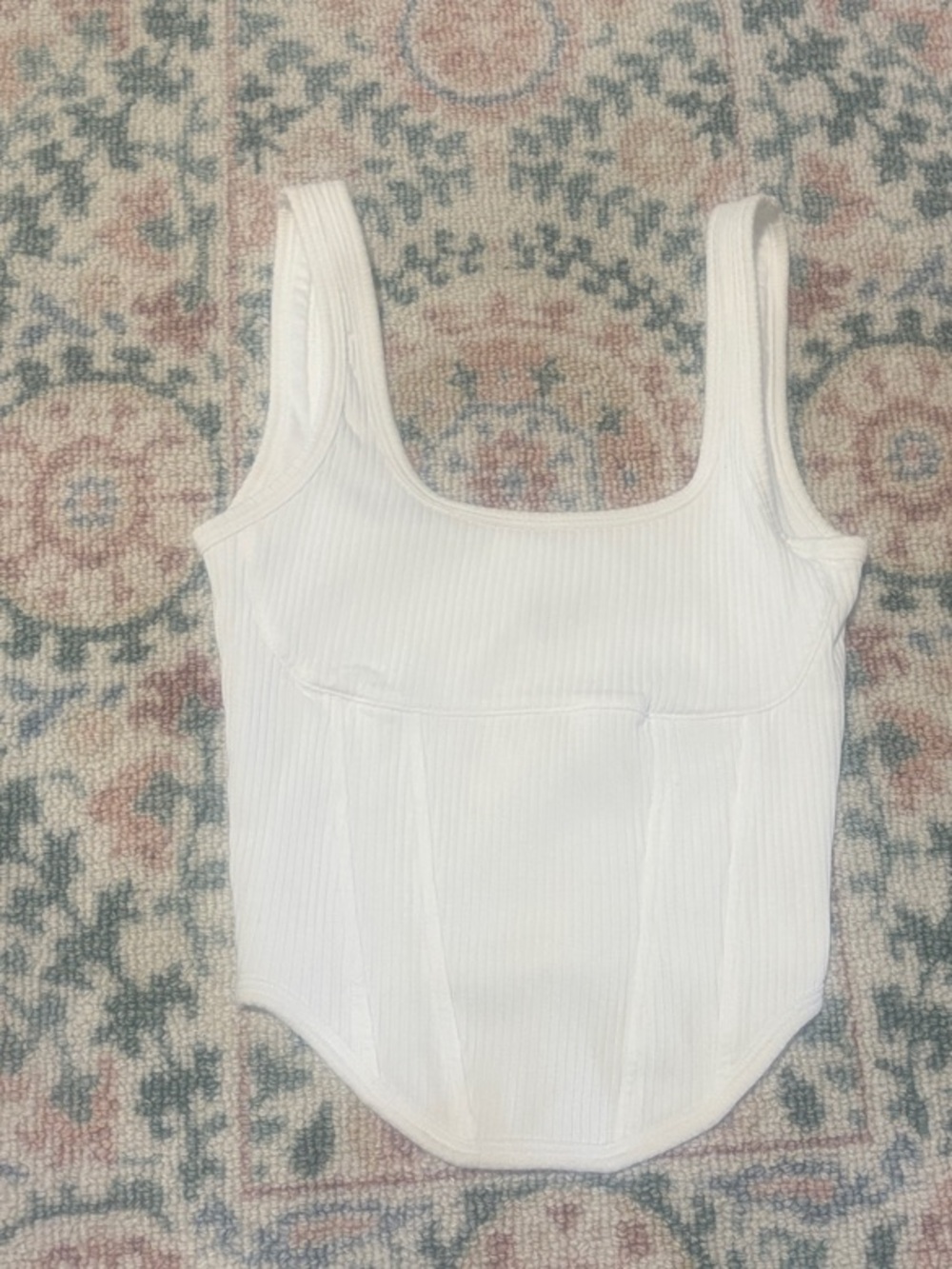 PINK Victoria's Secret White Ribbed corset Tank Top